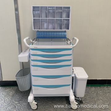Hospital Anesthesia Trolley with Tilt Bin Orgnizers